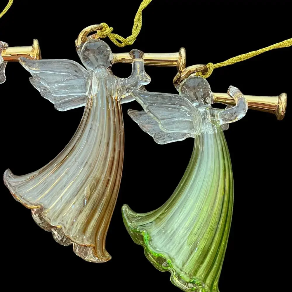 Lenox Glass Angel Ornaments Wishes of Peace Christmas 3.25” Set of 4 in Box READ